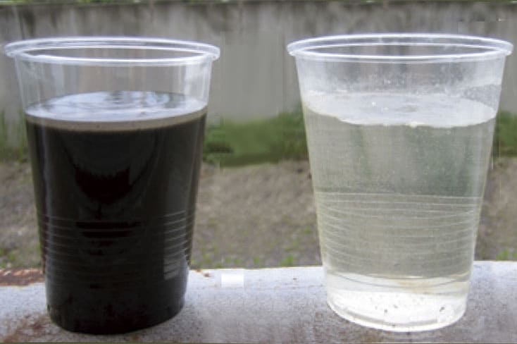 固液分離前（左）と分離後（右）